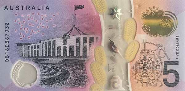 Австралия: 5 долларов (2016-2020 г.) (реверс)