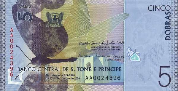 Сан-Томе и Принсипи: 5 добра 2020 г. (аверс)