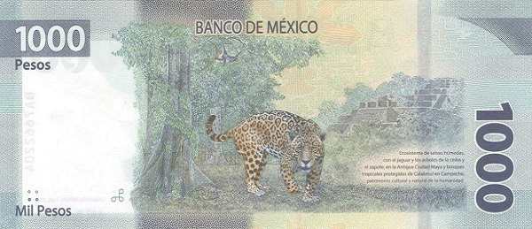 Мексика: 1000 песо 2019-2023 г. (реверс)