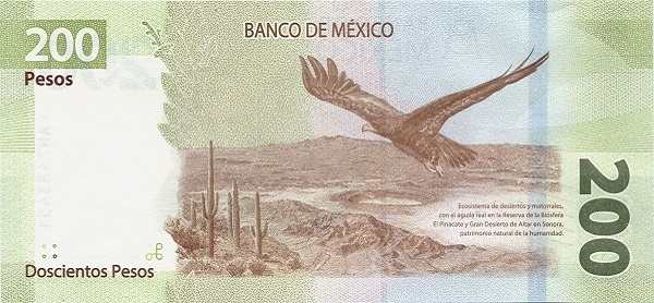 Мексика: 200 песо 2018-2022 г. (реверс)