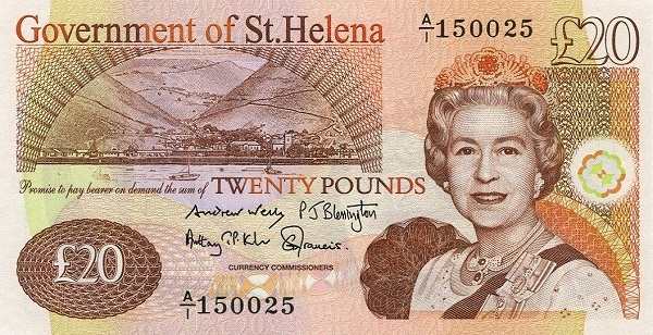 Остров Святой Елены: 20 фунтов 2004-2012 г. (аверс)