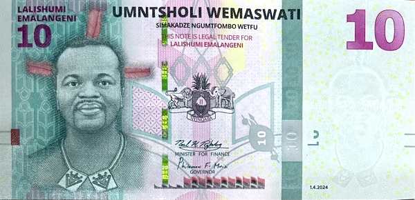 Эсватини: 10 эмалангени 2024 г. (аверс)